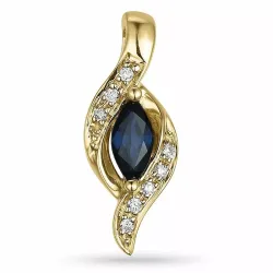 safir diamantanheng i 14 karat gull 0,04 ct 0,34 ct