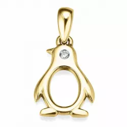 pingvin diamant gullanheng i 14 karat gull 0,01 ct