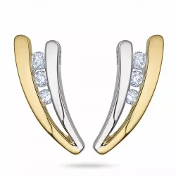 diamant briljantøredobb i 14 karat gull og hvitt gull med diamant 