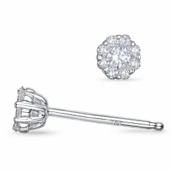 blomst diamant ørestikker i 14 karat hvitt gull med diamant 