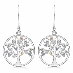 Støvring Design livets tre zirkon øredobber i rodinert sølv multifarget zirkon