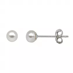 4 mm Støvring Design hvite perle øredobber i sølv