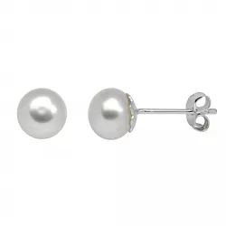 7 mm Støvring Design hvite perle øredobber i sølv