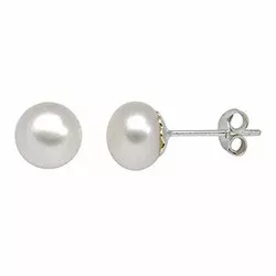 kolleksjonsprøve Støvring Design hvite perle øredobber i sølv
