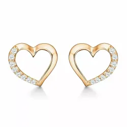 Støvring Design hjerte øredobber i forgylt sølv hvit zirkon