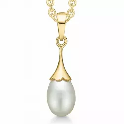 Støvring Design perle halskjede med anheng i 14 karat gull med Forgylt sølv halskjede