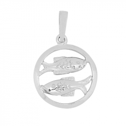 15 mm Siersbøl stjernetegn fisken anheng i rodinert sølv