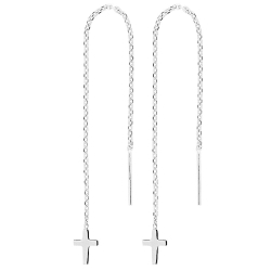lange Siersbøl kors kjedeøreringer i rodinert sølv