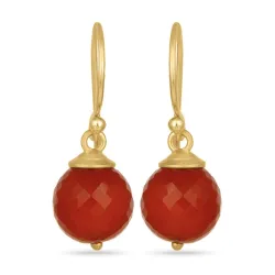 runde onyks øredobber i forgylt sølv - Loom Stones