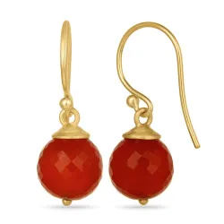 runde onyks øredobber i forgylt sølv - Loom Stones