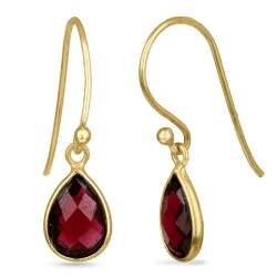 granat øredobber i forgylt sølv - Loom Stones