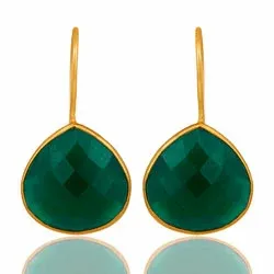 store grønn onyks øredobber i forgylt sølv - Loom Stones