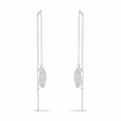 lange dråpe månestein øredobber i sølv - Loom Stones