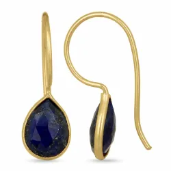 lange dråpe øredobber i forgylt sølv - Loom Stones