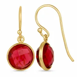 runde rød øredobber i forgylt sølv - Loom Stones