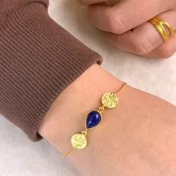 lapis lazuli armbånd i forgylt sølv med anheng i forgylt sølv - Loom Stones
