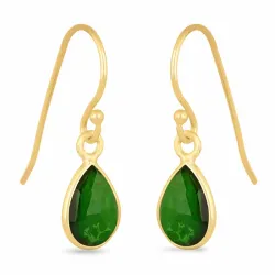 lange dråpe øredobber i forgylt sølv - Loom Stones