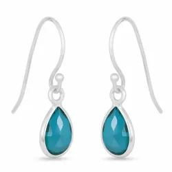 lange dråpe akvamarin øredobber i sølv - Loom Stones