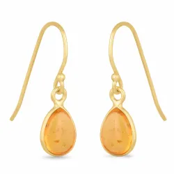 lange rav øredobber i forgylt sølv - Loom Stones