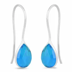 lange blå topas øredobber i sølv - Loom Stones