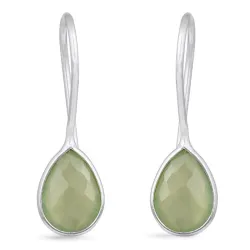 grønn kalsedon øredobber i sølv - Loom Stones