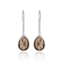 røykfarget kvarts øredobber i sølv - Loom Stones