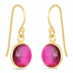 lange rund ametyst øredobber i forgylt sølv - Loom Stones