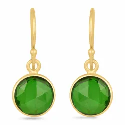 lange rund øredobber i forgylt sølv - Loom Stones