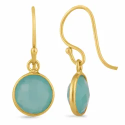 grønn kalsedon øredobber i forgylt sølv - Loom Stones