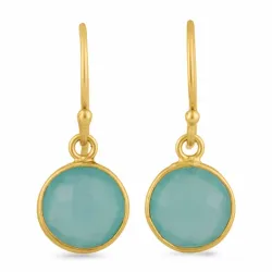 grønn kalsedon øredobber i forgylt sølv - Loom Stones
