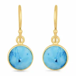 lange rund øredobber i forgylt sølv - Loom Stones