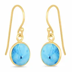 lange rund øredobber i forgylt sølv - Loom Stones