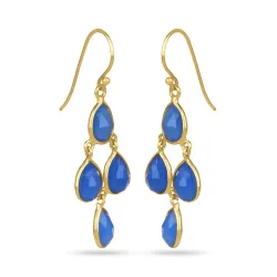 blå kalsedon øredobber i forgylt sølv - Loom Stones
