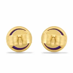 matt runde lilla ametyst ørestikker i forgylt sølv - Loom Stones