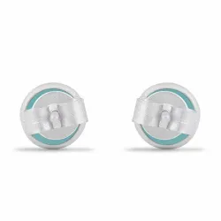 matt runde blå kalsedon ørestikker i sølv - Loom Stones