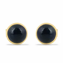 matt runde ørestikker i forgylt sølv - Loom Stones