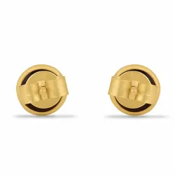 matt runde røykfarget kvarts ørestikker i forgylt sølv - Loom Stones