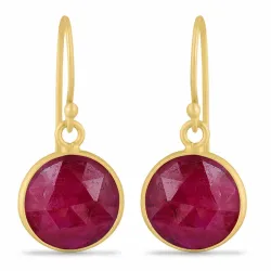 lange runde rubin øredobber i forgylt sølv - Loom Stones