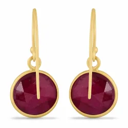 lange runde rubin øredobber i forgylt sølv - Loom Stones
