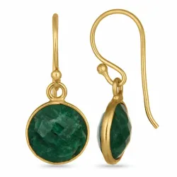 runde grønn øredobber i forgylt sølv - Loom Stones