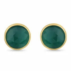 runde ørestikker i forgylt sølv - Loom Stones