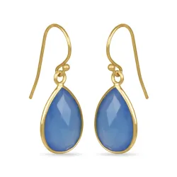 dråpe blå øredobber i forgylt sølv - Loom Stones