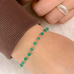 grønn onyks armbånd i sølv 15 cm plus 6 cm x 3,0 mm