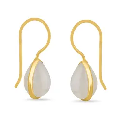 hvite månestein øredobber i forgylt sølv - Loom Stones