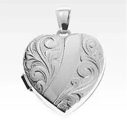 hjerte medaljong i sølv