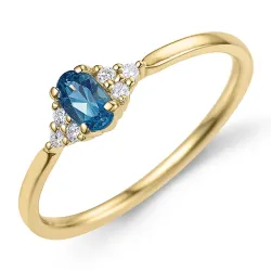 London topas ring i 9 karat gull 0,25 ct 0,06 ct - Simple Diamonds