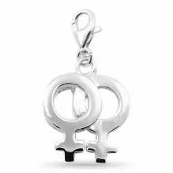 Dobbelt kvinnesymbol charm i sølv 