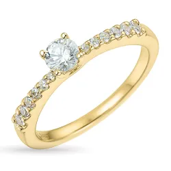 zirkon ring i 9 karat gull