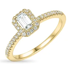 firkantet zirkon gullring i 9 karat gull