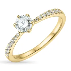 zirkon gullring i 9 karat gull